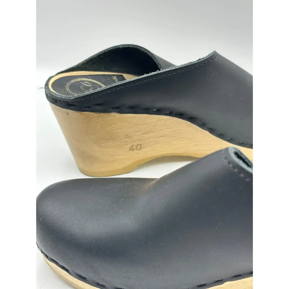 NO. 6 New School Clog on Wedge in Black Sz 40/US 9.5 $310